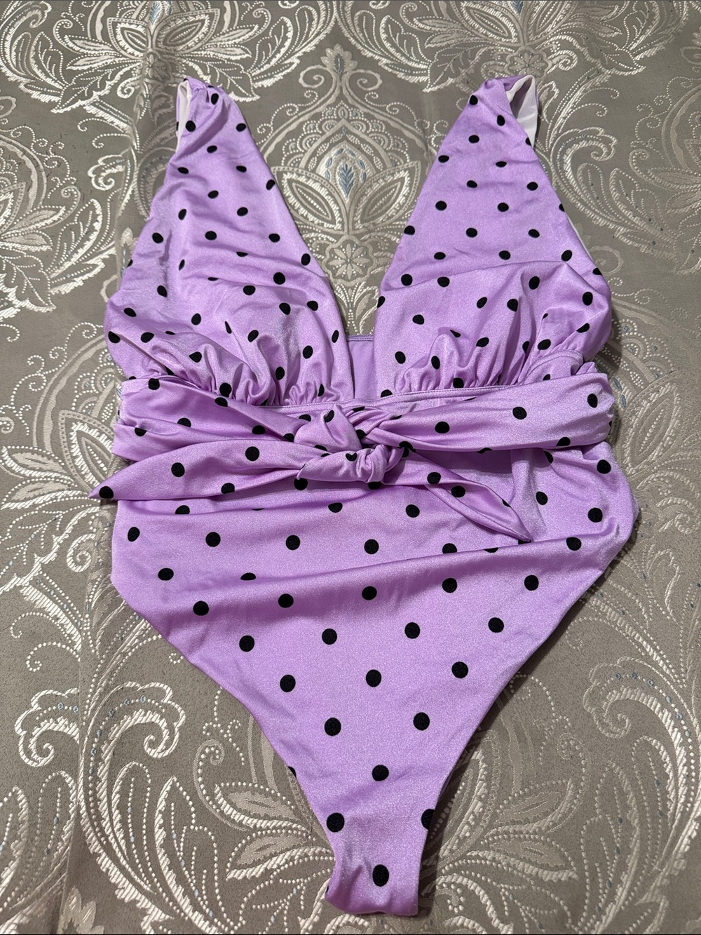 ASOS Lavender Polka Dot One-Piece Swimsuit